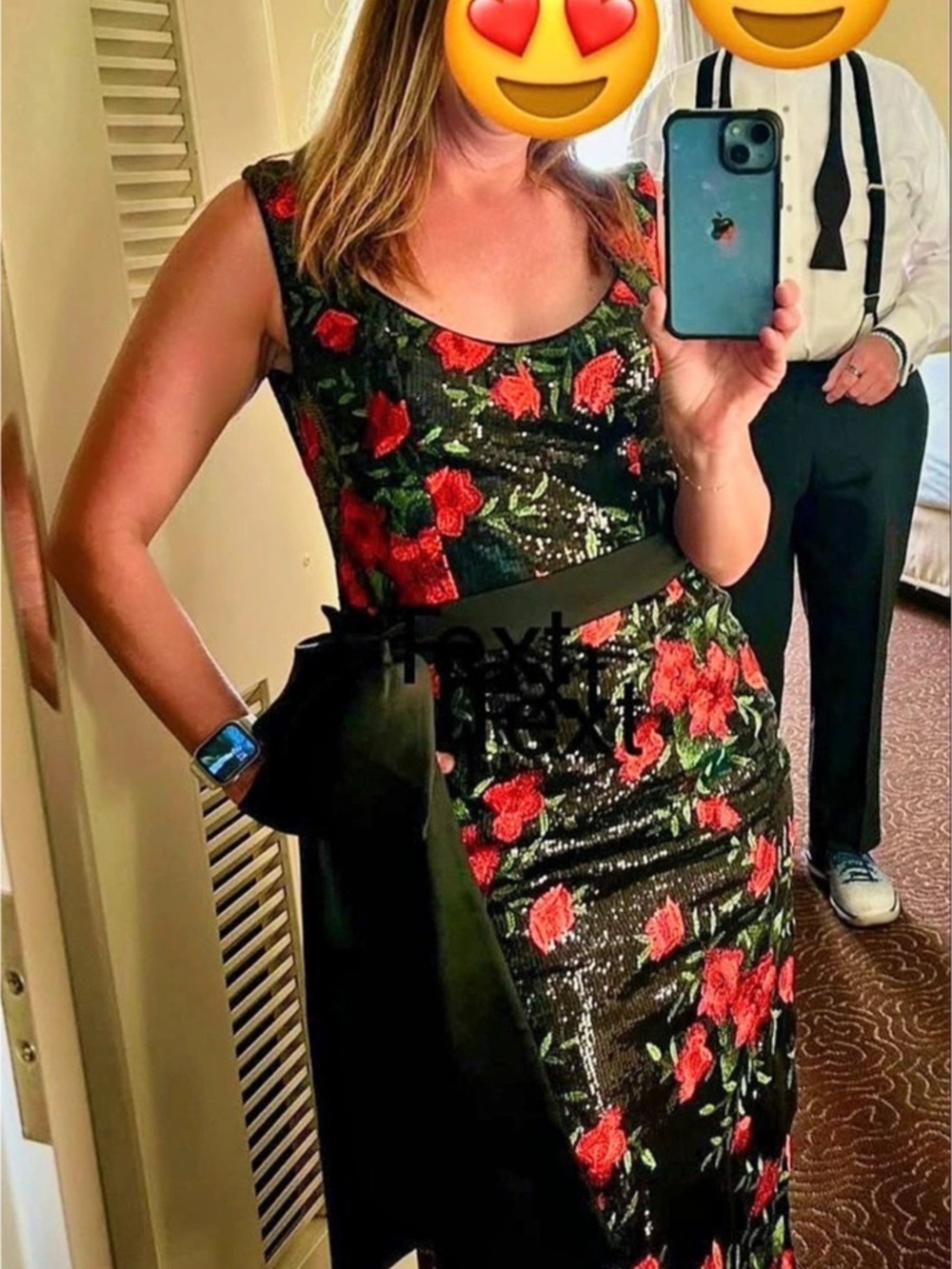 Floral Maxi Dress in Black & Red Like New